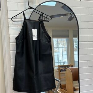 Zara Sleek Black Leather Look Dress
